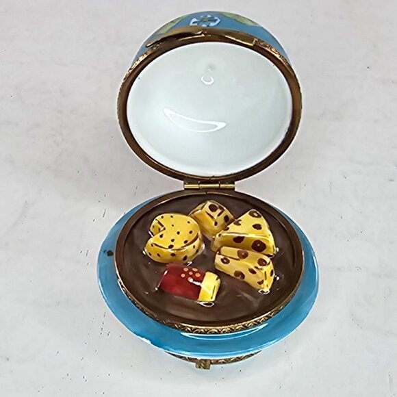 Limoges France Peint Main Trinket Box With Cheese Platter Double Hinged - Picture 6 of 8